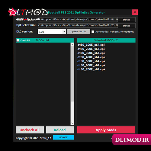 Dpfilelist Generator software for PES 2021