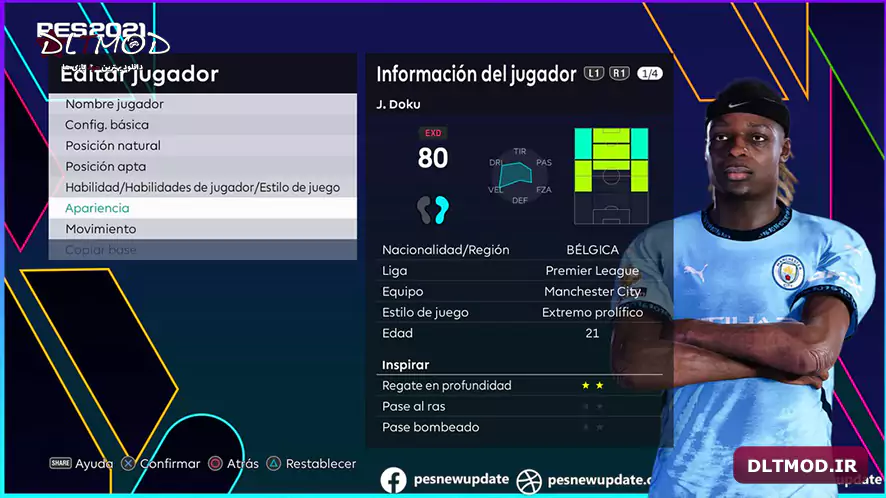 Jeremy Doku Face for PES 2021 dltmod.ir 1