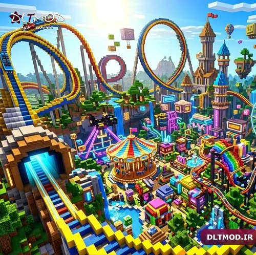 مود خفن بزرگترین شهربازی ماینکرفت موبایل Minecraft PE + مپ فان‌ توپیا